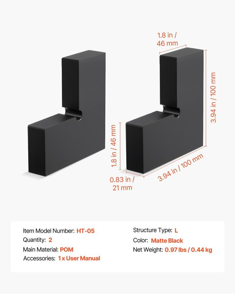 2 Pack Corner Connectors for Handrail, Extension Stair Railing Accessories, POM Hand Rail Connector Fittings for Rectangular Cable Railing, Deck Cable