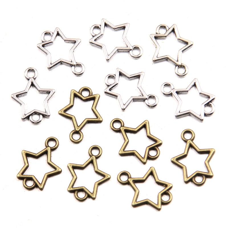 12x15mm Stop Retro Pusty Łącznik Gwiazda do DIY Biżuterii - Dostępny w 2 Kolorach