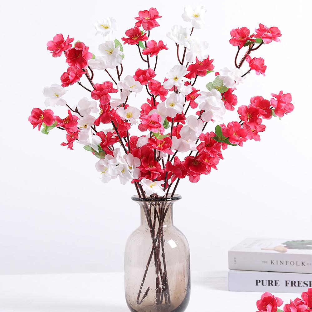 1/3Pcs Peach Blossom Artificial Flowers Bouquet Silk Fake Flowers for Home Decor Garden Wedding Decoration Outdoor Vase Ornament