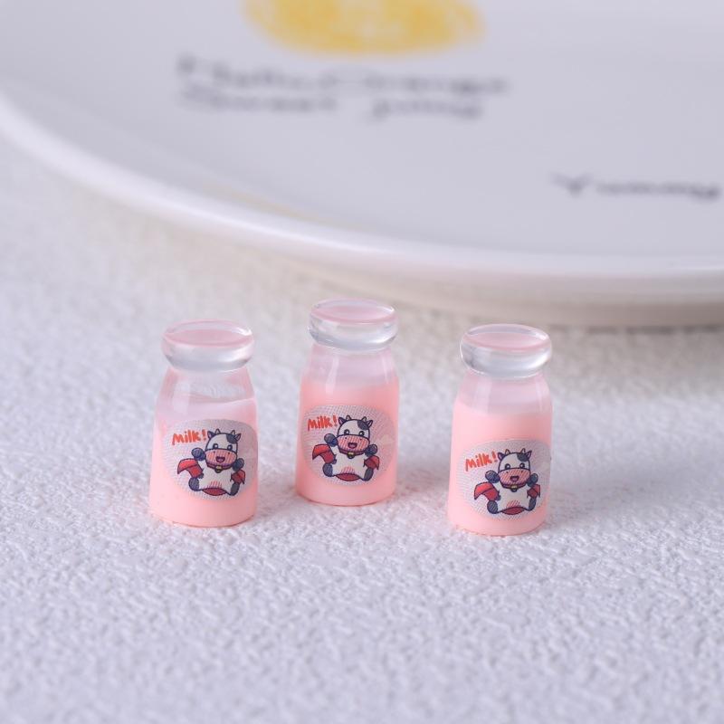 10Pcs Cute Simulation Transparent Milk Bottle Dollhouse Toys Miniature Ornaments Home Decoration Girly Resin Accessory Kids Gift