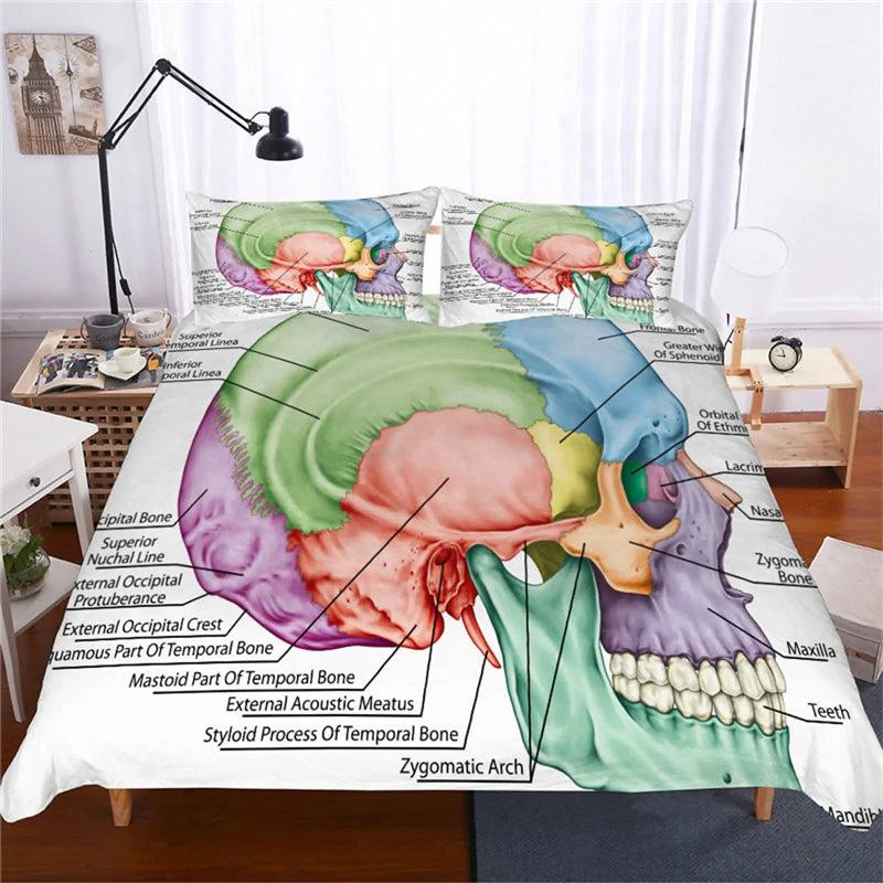 Housse de couette Anatomie Humaine Roi Reine Structure Corporelle Organe Collection de Literie Éducation Médicale Biologie Cellulaire Housse de Couette Douce en Polyester