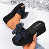 Fashion Women's Bowtie Decor Wedges Sandals Summer Light Comfort Chunky Platform Slippers Plus Size Thick Sole Non Slip Casual Slippers