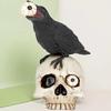 Halloween Crow Skull Glass Ornament for Yard Decor