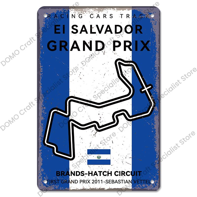 Afiș pentru circuitul de curse F1 Semne de tablă vintage din metal Monaco Spania SUA Garaj Placă metalică retro Garage Bar Pub Club Decor de perete de acasă