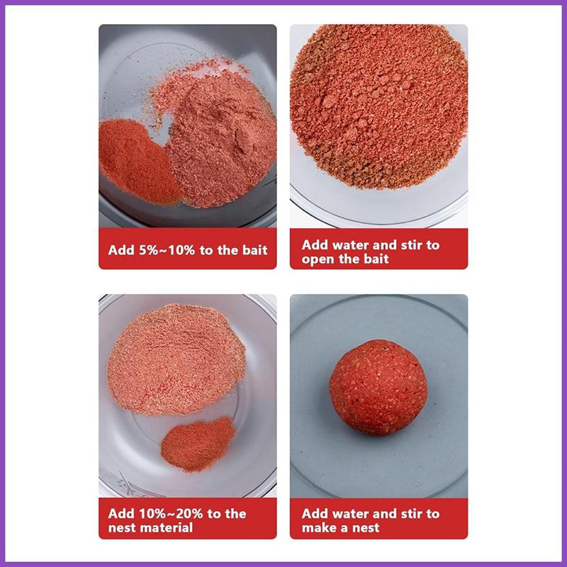 Isca falsa de minhoca vermelha de alta pureza para pesca Premium em pó vermelho para minhoca/pó de camarão 30G