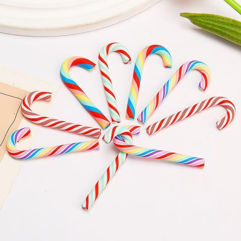 10/30/50 Pezzi Mini Bastoncini di Zucchero Decorazione Natalizia Rosso Bianco Resina Caramella Fai da Te Artigianato Ciondolo Natalizio Navidad Decorazioni per la Casa 2025 Capodanno