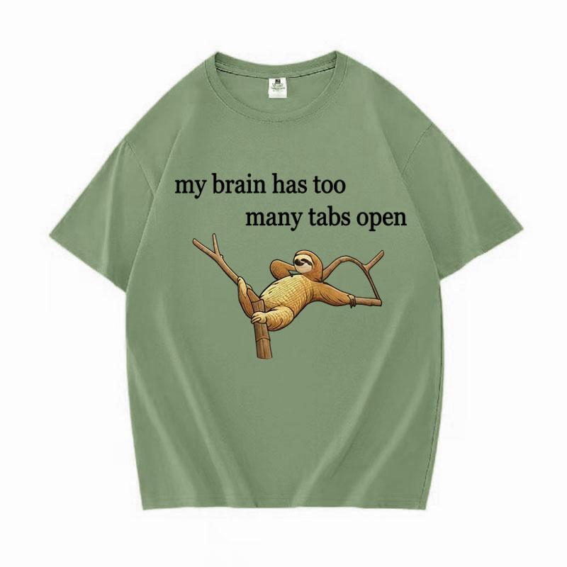 

My Brain Has Too Unisexy Tabs Open Funny Quokka T Shirt Unisexs CottonHot Sale Short Sleeve TShirt Daily Harajuku Casual Loose Tops 3XL