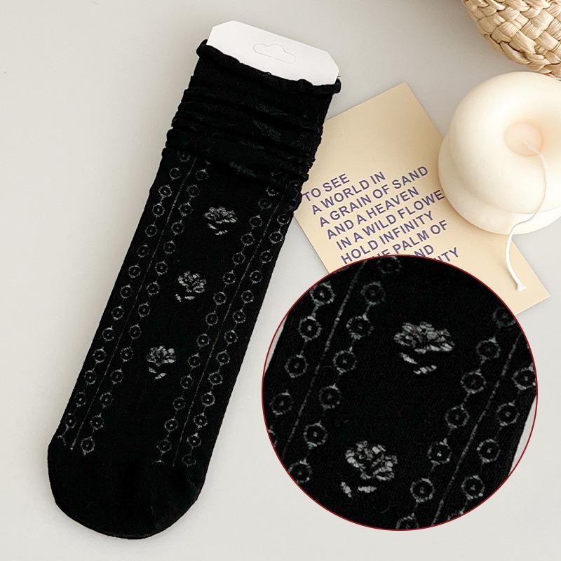 Socks Spring Breathable Mesh Stacking Socks Solid Color Medium Tube Socks Casual Lolita Socks Stockings