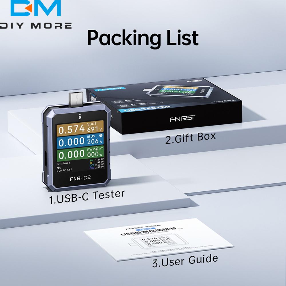 FNIRSI FNB-C2 Type-C Fast Charging Tester PD3.1 240W Max Power Digital Ammeter Voltmeter Charger Power Bank Phone Tester