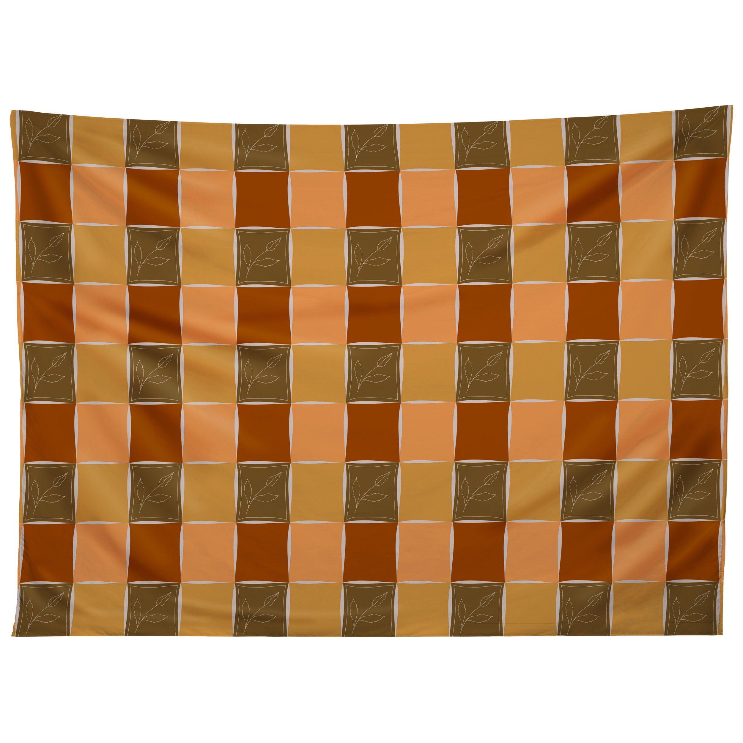 CHECKERBOARD AUTUMN VIBES tapestry 75x100