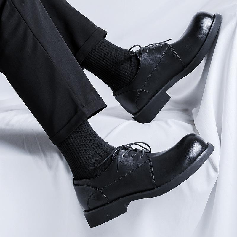 Lederschuhe mit eckiger Spitze Herren Plateau Britischer Stil Businesskleidung Vielseitige Herrenschuhe Lässige Derby Low-Top Schuhe 9313-R