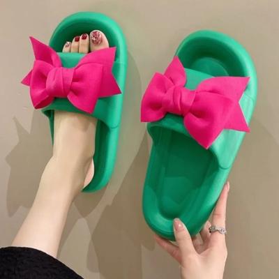 Zapatos Femeninos de Moda en Oferta 2024 Nuevas Chanclas de Verano para Mujer para Exteriores Colores Mixtos Lazo de Mariposa Punta Abierta Ligeras Chanclas Diarias para Mujer