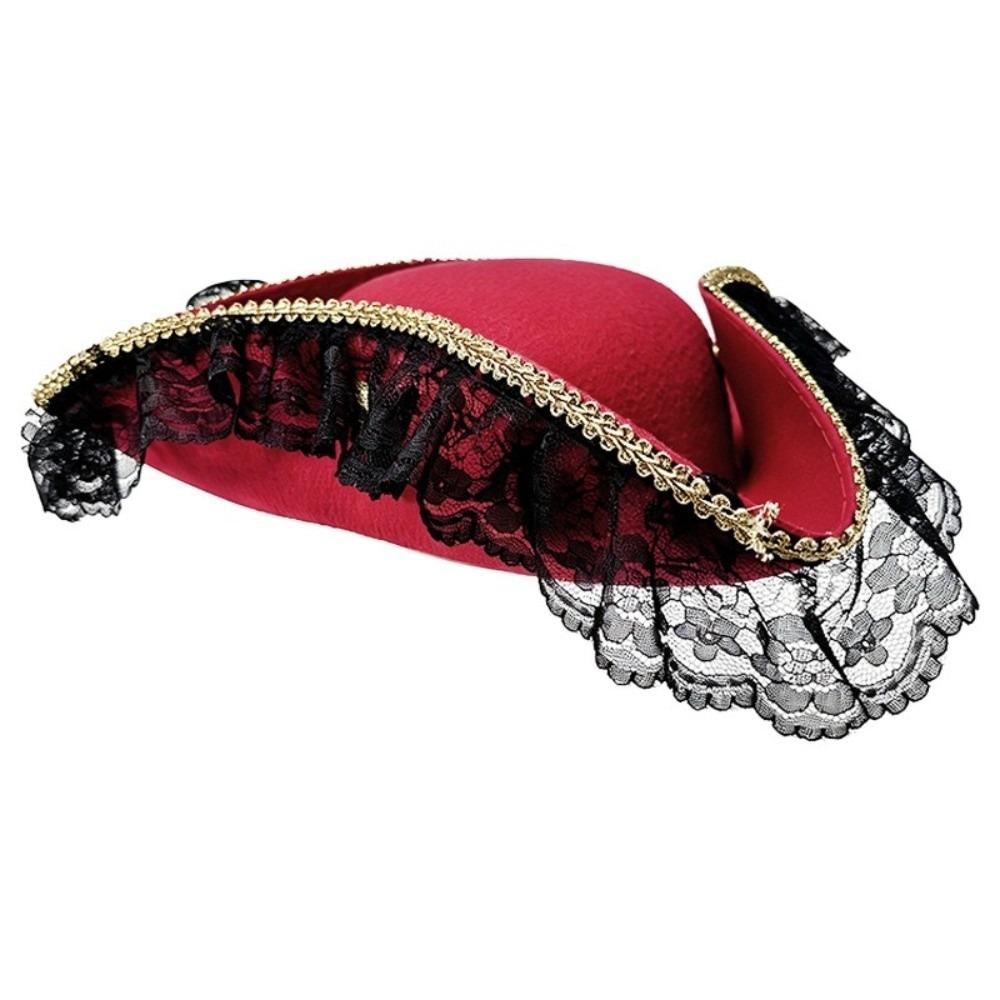 Solid Color Captain Hat Jack Hat Adult Tricorn Hat Vintage Cosplay Pirate Hat  Halloween