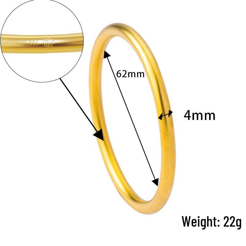 Vietnamese Sand Gold Wide Noodle Bangle for Women - Copper Alloy Simulated Jewelry
