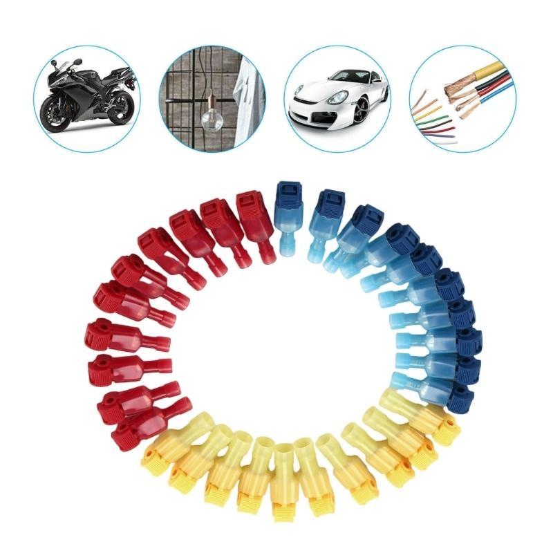 30 Pair T-Tap Wire Splices Connectors with Male Disconnects Electrical Terminals set Electrical Connectors Assortment
