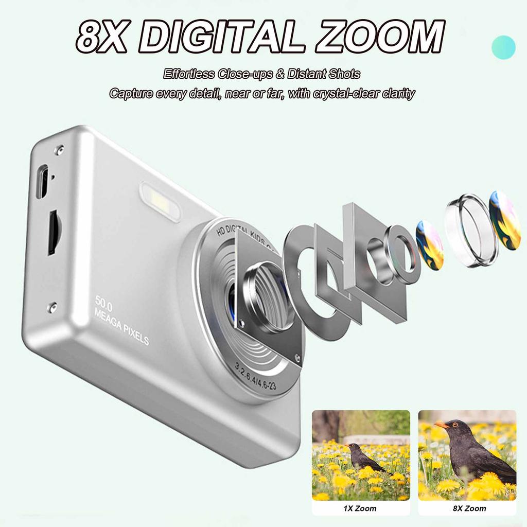 4K Digital Camera 48MP High Resolution Digital Point and Shoot Camera for Kids Starter Children Student Girl Boy