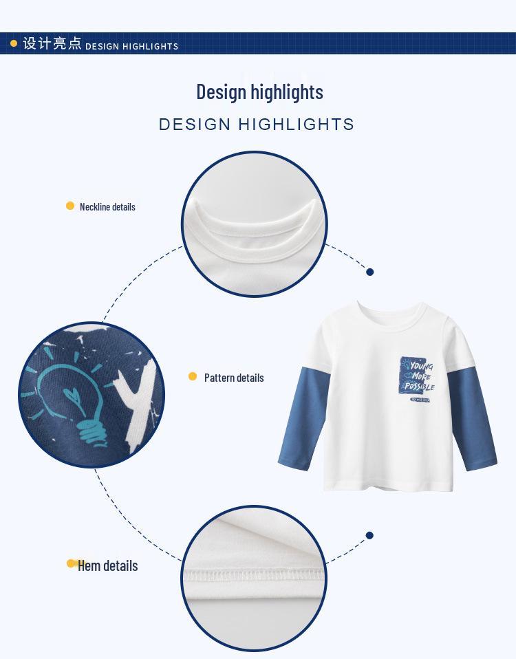 27kids 2024 Autumn Boys' Korean Style Long-Sleeved Base Layer T-Shirt