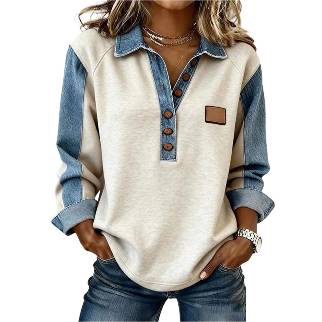 Women's Vintage Print Loose-fitting Long-sleeved Top