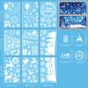 Static Christmas Window Stickers 9 Pieces Removable Winter Window Clings White & Balls Christmas Village Patterns Holiday Decor