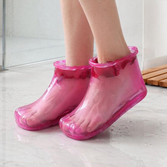 1 Pair Massage Foot Bath Shoes, Portable Feet Soaking Tub Feet Spa Shoes, Pedicure PVC Tall Foot Soaker for Foot Massage Relax