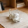 Study Room Cat Figurine Reading Ornament, 3D Printed Desk Decor with Glasses & Book, Multi-Functional Decoration Phone Stand Holder Bookend,