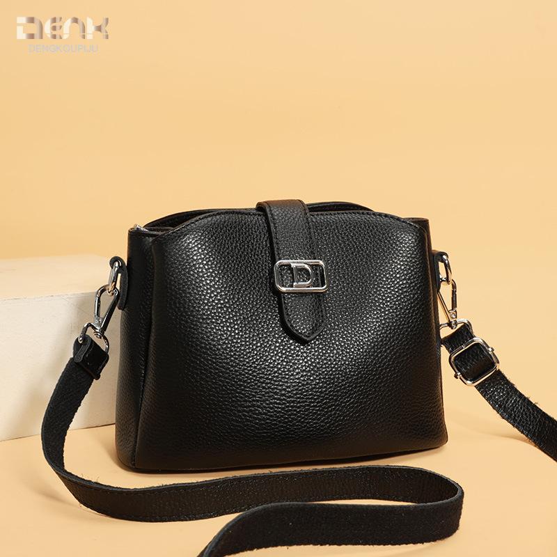 Dámská taška z pravé kůže Módní ležérní velkokapacitní kbelíková taška Hovězí kůže Taška přes rameno crossbody