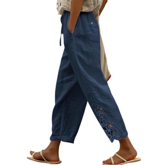 Women Pants, Drawstring Adjustable Waistband High Waist Summer Pants, Pure Color Loose Fit Casual Trousers for Travel Work School Daily Wear