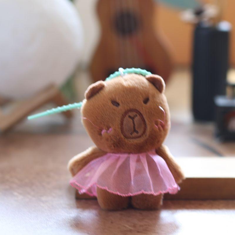 Cartoon Cute Capybara Animal Plush Keychain Soft Pp Cotton Filling Keys Bags