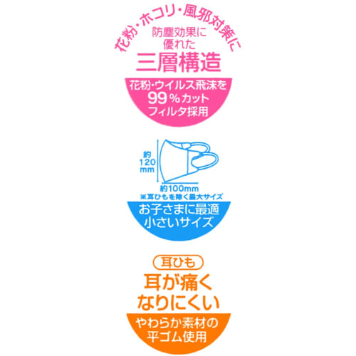 Skater 3-Layer Non-woven 3D Mask for Children 10 Pieces Bear School MSKS3-A