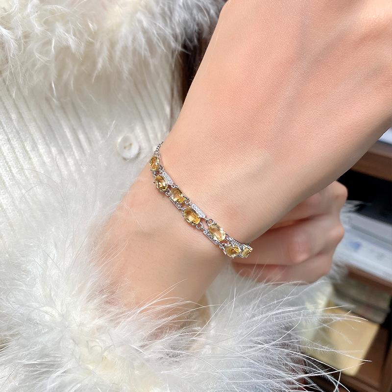 S925 sterling silver natural colored treasure bracelet, amethyst peridot multi-stone micro-inlaid light luxury jewelry gift