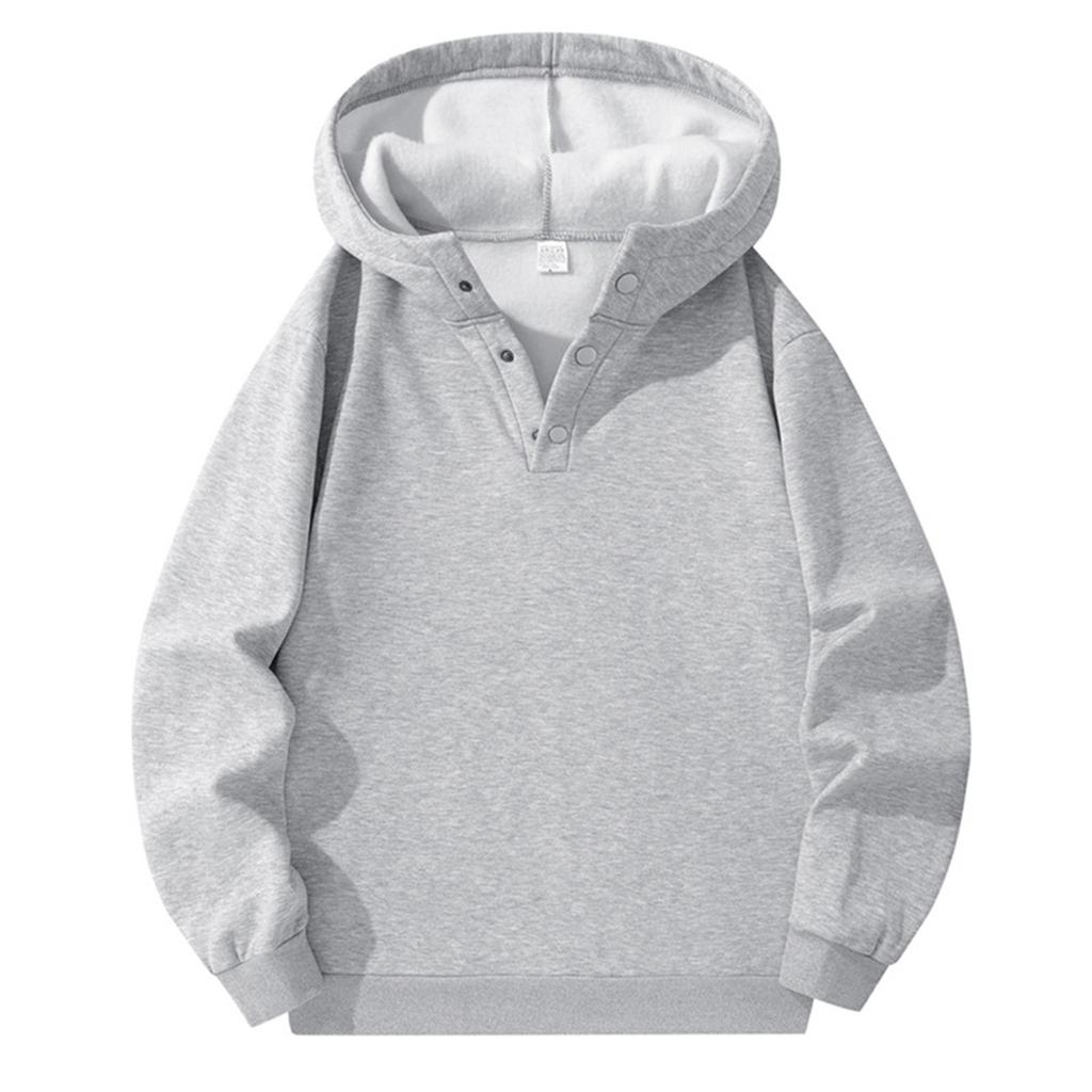 Men's Casual Loose Solid-Color Half-Zip Hooded Sweatshirt, Sports Sweatshirt