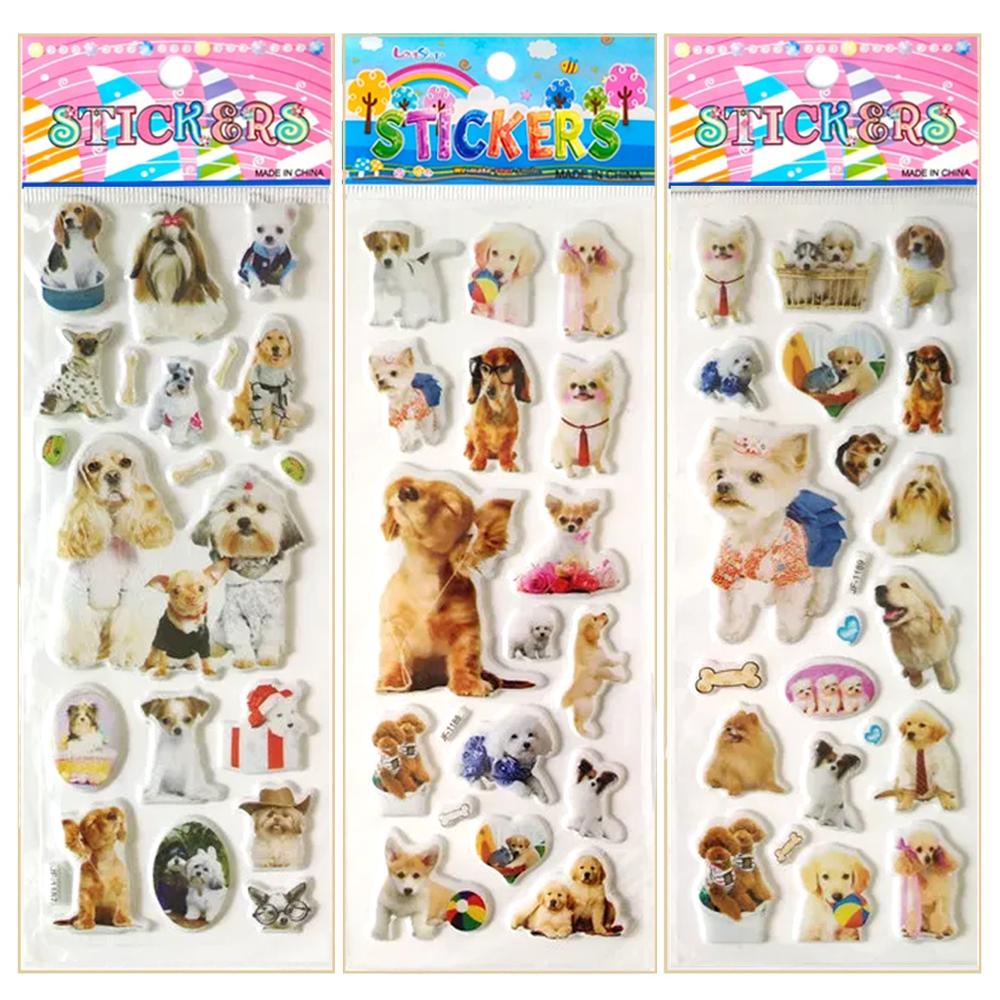 6 Sheets 3d Pet Dog and Cat Stickers for Car Styling Scrapbook Animal Bubble Reward Stickers for Kids Gift for Boy Girl Toy
