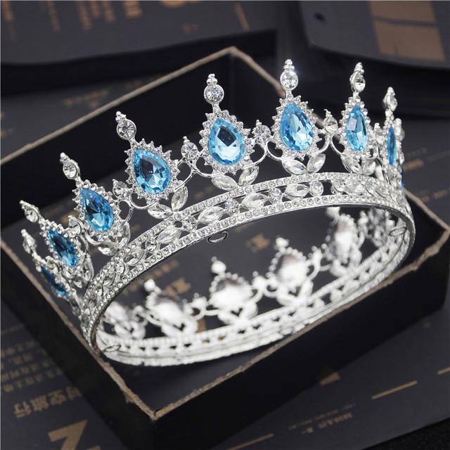Bride Royal Purple Crystal Queen King Tiaras and Crowns Bridal Pageant Diadem Head Ornament Wedding Hair Jewelry Accessories