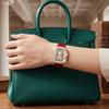 Women Vintage Petite Bracelet Dainty Watch Small Square Analog Quartz Watch Luxury Ladies Adjustable Leather Strap Rhinestones Wristwatch for Women