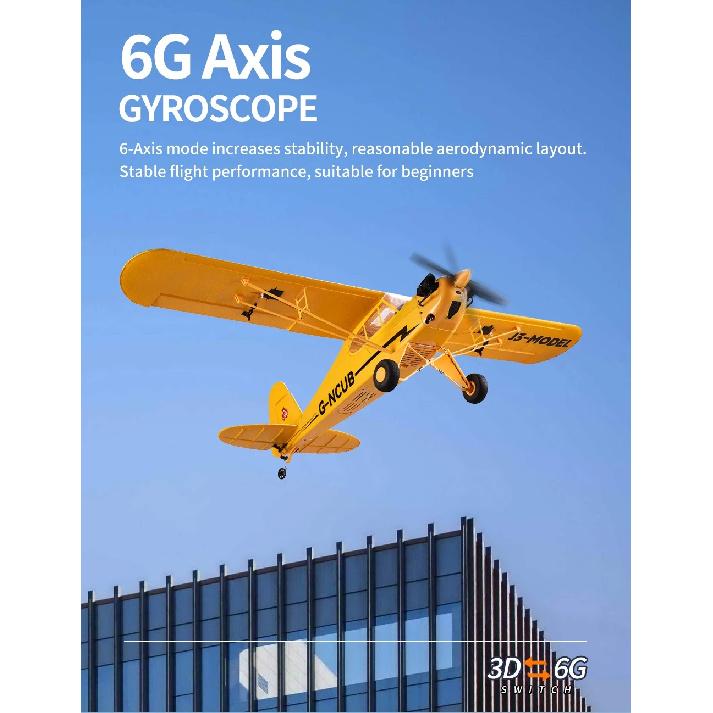 New J3-CUB RC Airplane 5CH 2.4G Remote Control Mode1 (Right Hand Throttle) 3D/6G 1406 Brushless Motor Outdoor Foam Fiexd Plane