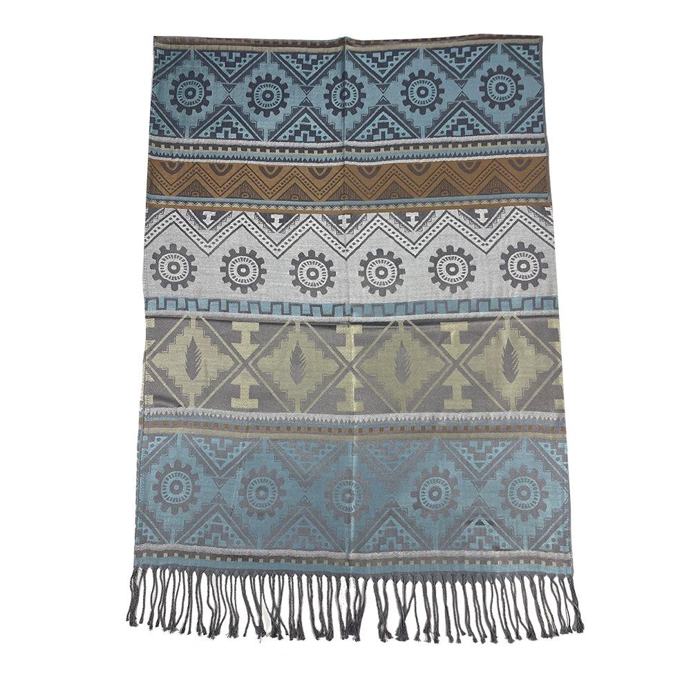 Bohemian Cotton Jacquard Geometric Shawl: High-End Women's Evening Scarf
