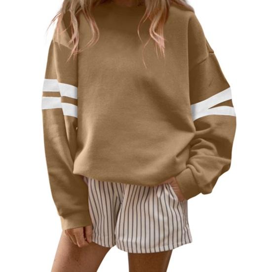 

Жіночий світшот з круглим вирізом, оверсайз, з довгим рукавом, пуловер, великі розміри, осінь, весна, повсякденний одяг L хакі