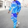 Men Rainbow Multicolor Swirl Tie Dye Style Print Long Sleeve Sweatshirt Jogger Pants Two Piece Suit