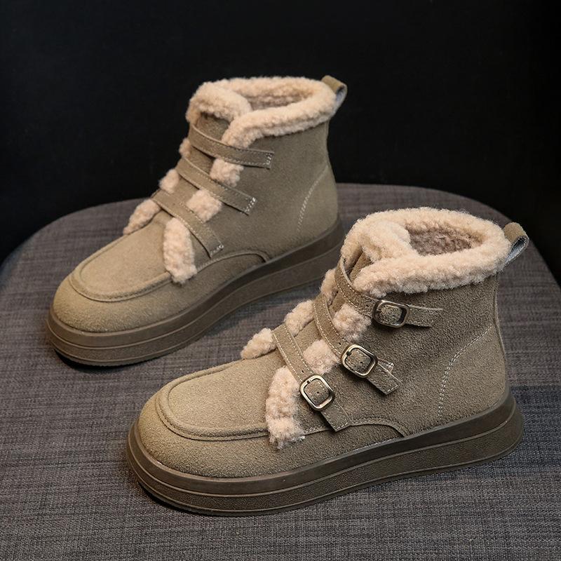 Women's 2025 new winter lamb wool Korean version ins tide Internet celebrity warm velvet snow casual shoes