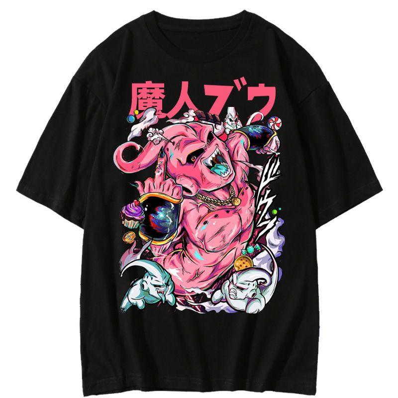 Dragon Ball Animation Joint Short Sleeve T-Shirt Magic Man Buou Pink Short Sleeve T-Shirt Cotton Loose Summer Bottom Shirt