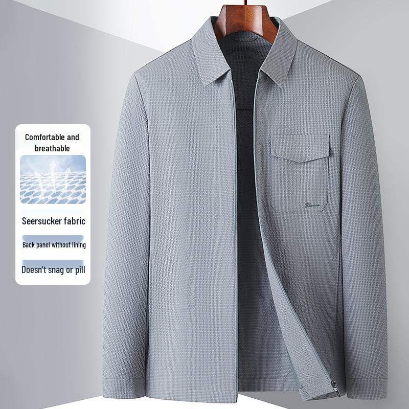 High-End Spring Business Casual Jacket - Turn-Down Collar, Zipper, Lightweight Executive Workwear