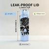 1PC Detailed Monochrome Skull Art Print 750ml Color Plastic Sports Water Bottle Leakproof Flip Straw Lid Suitable for Sports Office Home Use