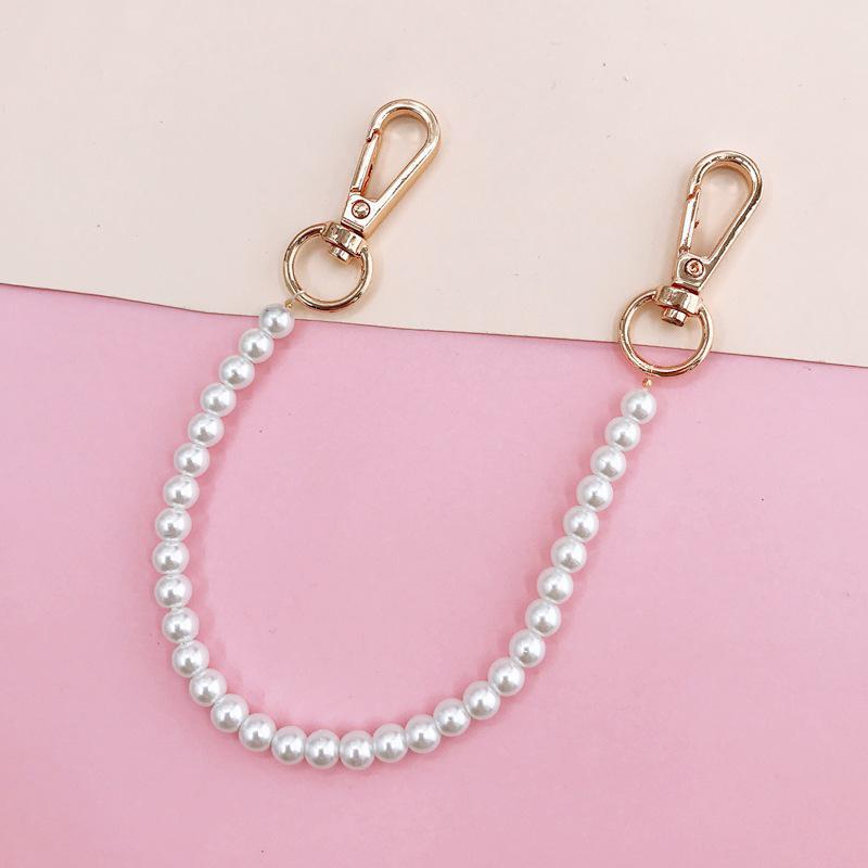 Capa de celular com corrente de pérolas faça você mesmo para mulheres da moda com pingente de cristal antiqueda