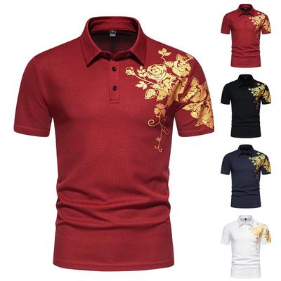 Men's Casual Short Sleeve Tops Men's Summer Print Short Sleeve Breathable Lapel Top