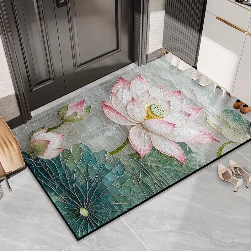 Door Lotus Silk Mat Household Door Door Dirt Mat Outdoor Dirt Resistant Dust Removal Can Be Tailored Carpet