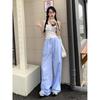 Vertical Striped Casual Pants For Women Spring and Fall New High-waisted Straight Loose Mopping Wide-leg Trousers