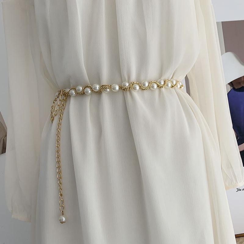 Stylish Korean Women's Pearl Waist Chain Elegant Dress Accessory For Fashionable Outfits