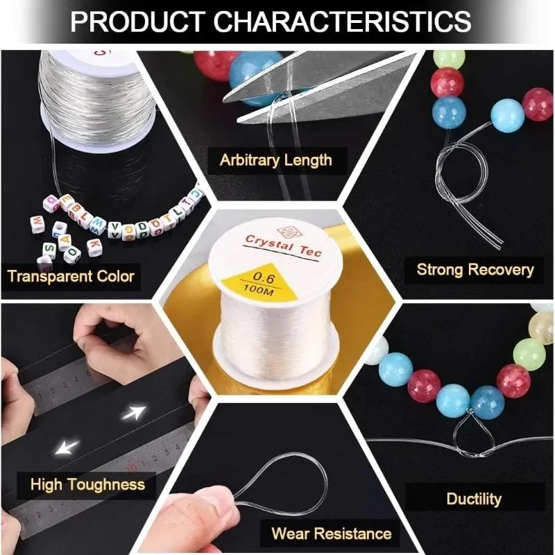 100/500M Transparent Elastic Rope Crystal Line Rubber Cord Thread For DIY Beading Bracelet Jewelry DIY Apparel Sewing Supplies