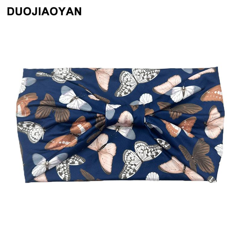 Knot Headband, Color Blocked Pattern Printed Sports Headband, Fashionable Polka Dot Wide Edge Elastic Headband