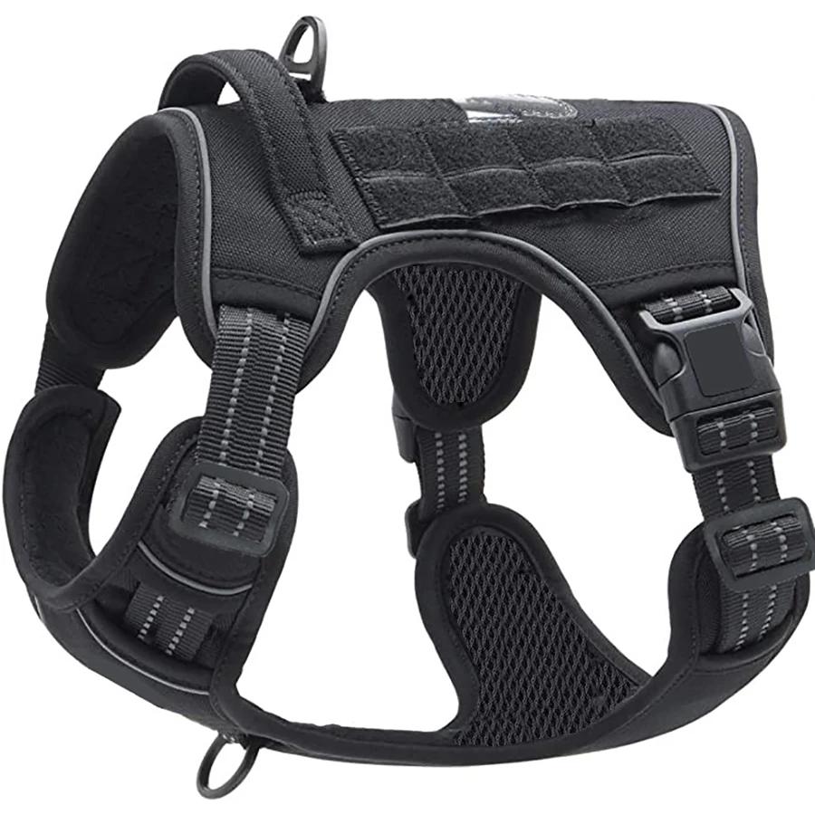 Military Tactical Dog Harness No Pull Large Reflective Straps Durable Vest with Control Handle